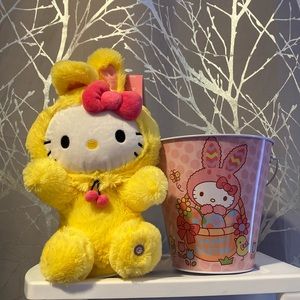BNWT Hello Kitty Easter Bunny Dancing Plush and Easter Basket Bundle